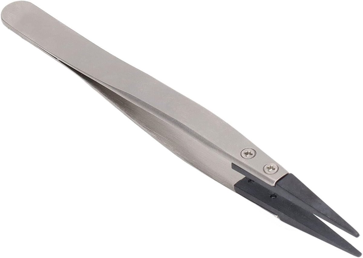 SnelShoppen - ESD Antistatische Elektricienstweezers met Vervangbare Carbon Fiber Plastic Tips - Stabiliteit en Comfort - Ideaal voor Elektronische Ve