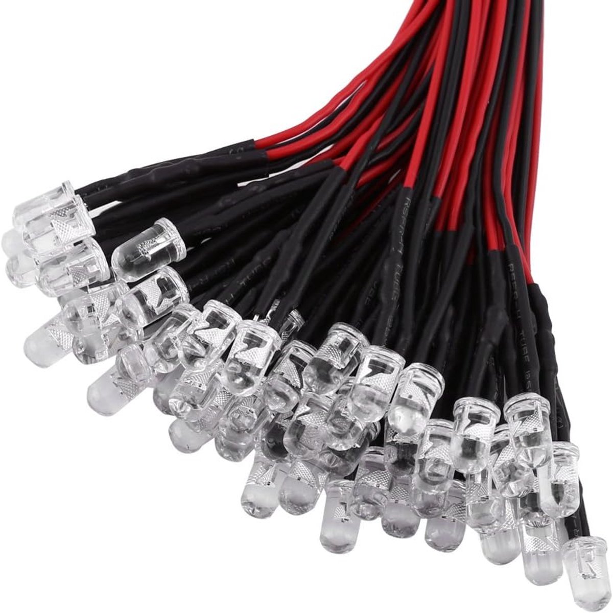 SnelShoppen - 50 Stuks 3/5mm Voorbedrade Waterdichte LED Diodes Knipperlicht Wit Rood Geel DC 9-12V voor Hobby, Auto, Boot, DIY, Kostuumontwerp