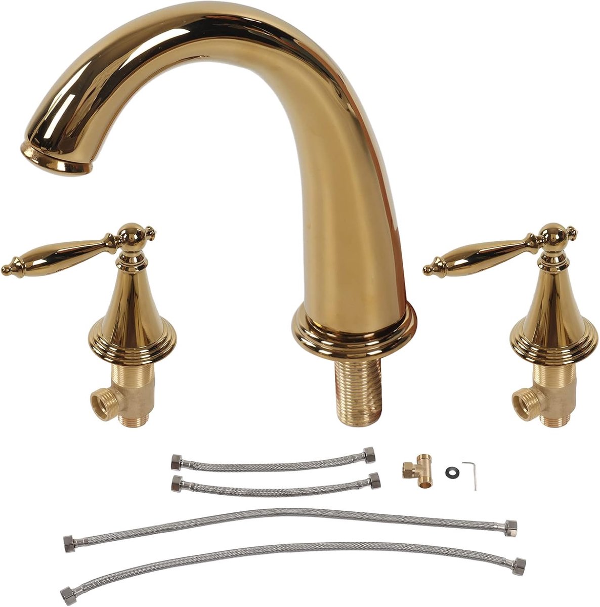 Basin kraan met 3 gaten - vintage dubbele hendel - vol koper - geen lekkage - ShopVlot