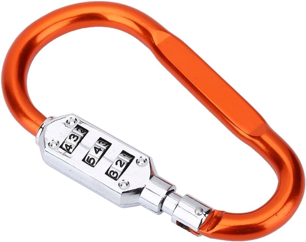 SnelShoppen - Carabiner Licht Oranje, Lichtgewicht Aluminium Karabijnhaak met Combinatie Sluiting en Kreeftsluiting, 3 Kleuren, Reiszak voor Bagage, V