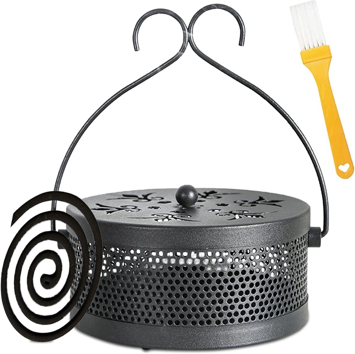 SnelShoppen - Mosquito Spiral Holder, Beweegbare Wierookstokjeshouder, Metalen Incense Stick Houder, Sandelhout, Muggenspoelhouder met Reinigingsborst
