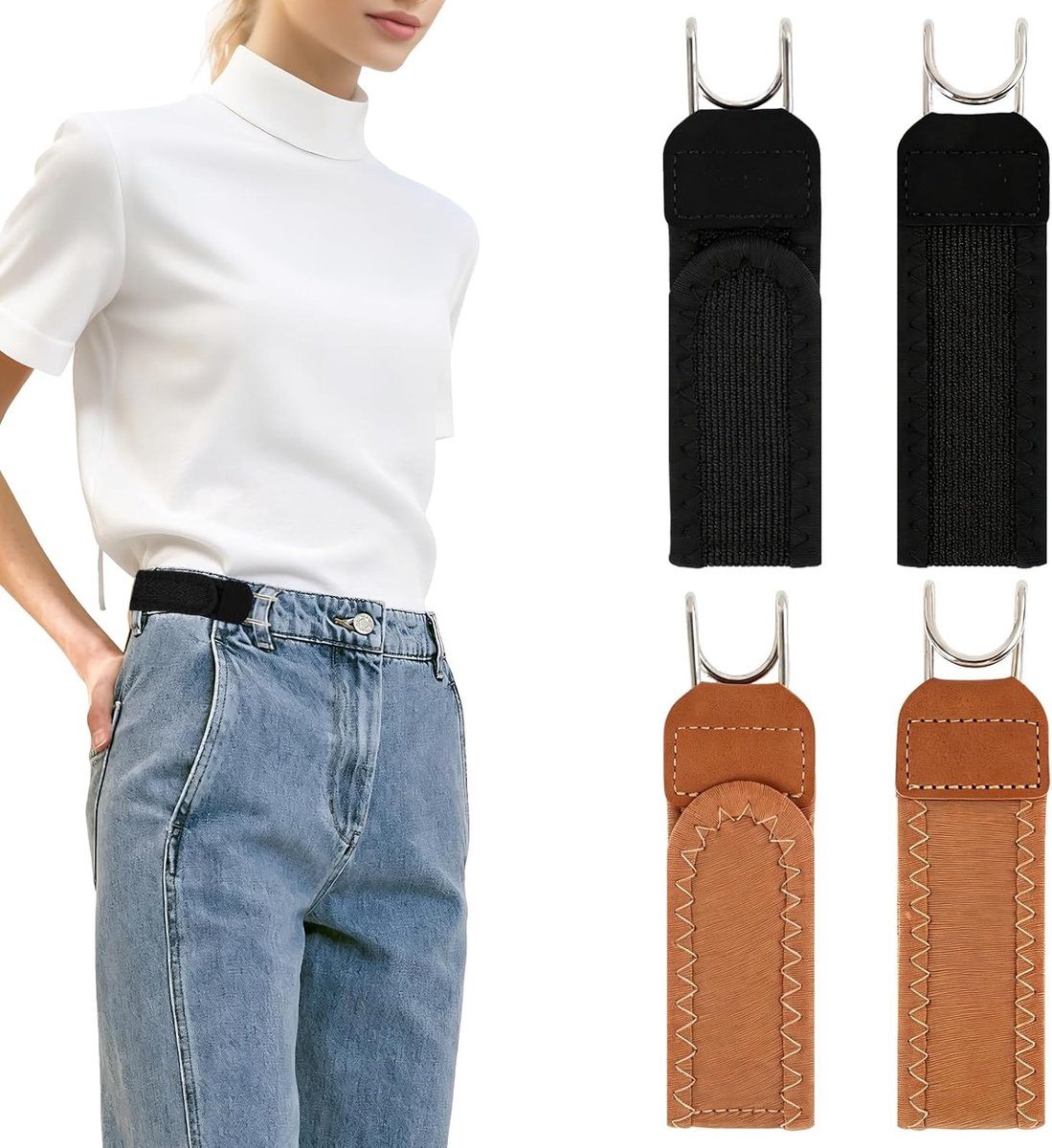 Elastische riem zonder gesp, verstelbare rekbare riem voor jeans en dagelijks gebruik, ideaal voor dames en heren
