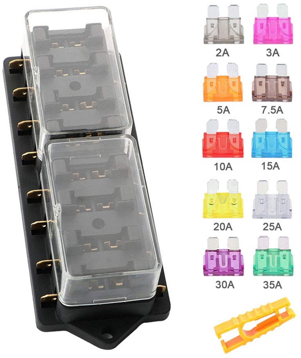 Fusehouder 8-weg - 12V/24V/32V/48V - Universele standaard - Beschermt tegen kortsluiting - ShopVlot