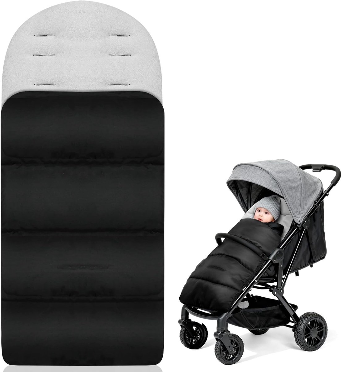 Warm en Comfortabel Voetenzak voor Kinderwagen - Universele Waterdichte Babydeken met Rits - Geschikt voor Alle Kinderwagens en Wasbaar in de Machine - Grijs