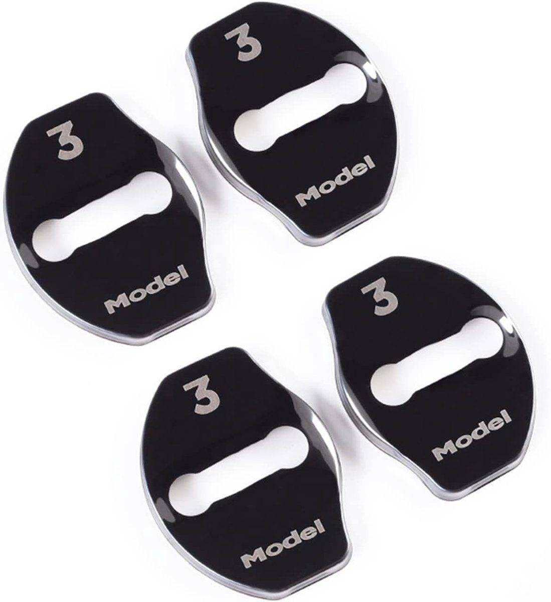 SnelShoppen - 4 Stuks Auto Deurslot Cover, Verstevigde RVS Beugel voor Tes-la Model 3/Y Accessoires, Deurslot Bescherming (Zwart)