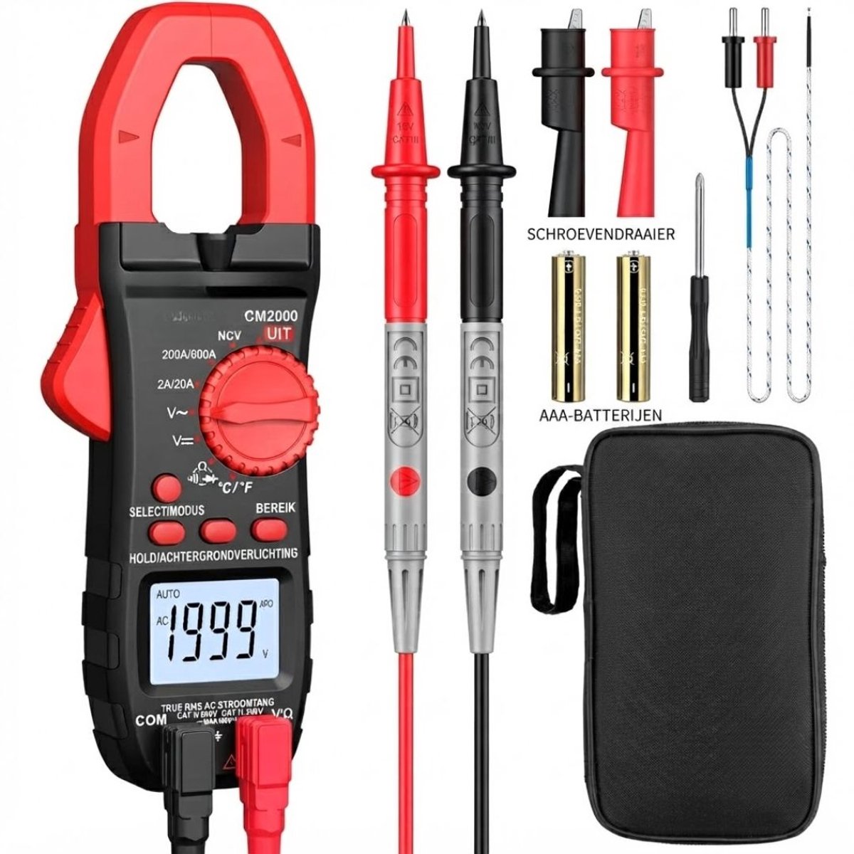 JCP® Multimeter - Multimeter Digitaal - Spanningsmeter - Zwart/Oranje - 20cm x 16cm x 5cm
