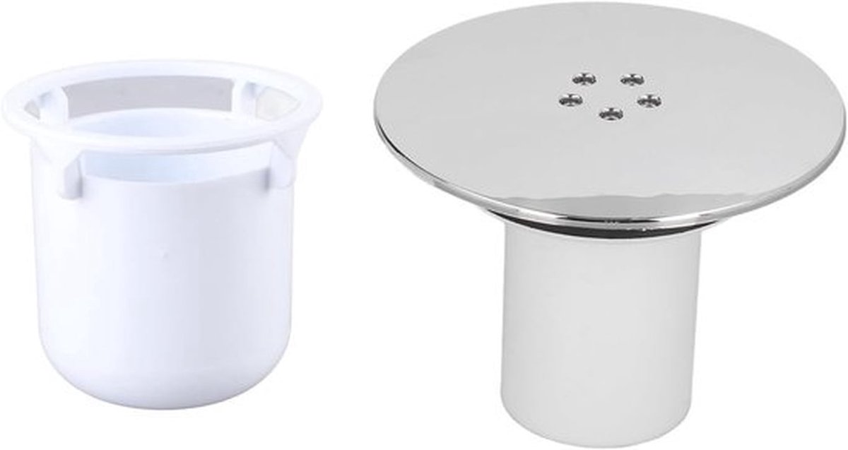 Efficiënte doucheafvoerplug met haarfilter en witte opvangcup voor geurcontrole en eenvoudige reiniging in de badkamer