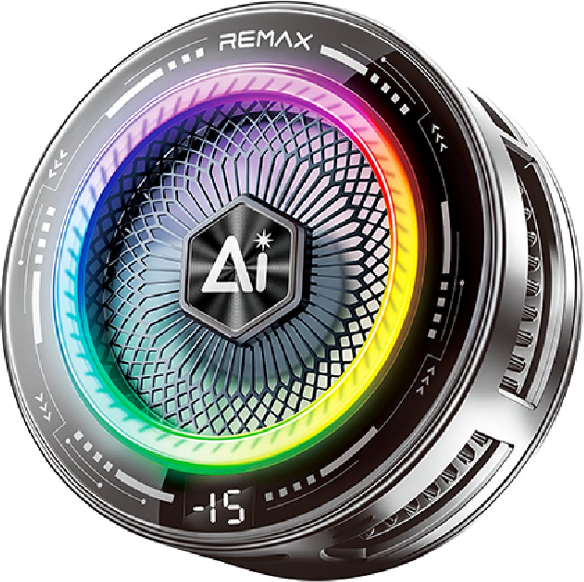 Remax RT-F14 – Telefoonkoeler – AI-temperatuurregeling – Digitaal display – Magneet en clip – Zwart