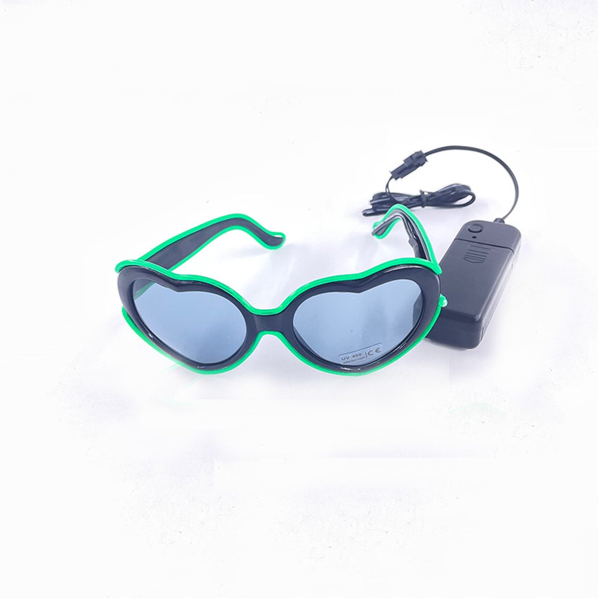Doppler GlowHeart LED Bril - Neon EL Wire - Werkt op 2 AA Batterijen - Festival, Rave & Carnaval - Groen