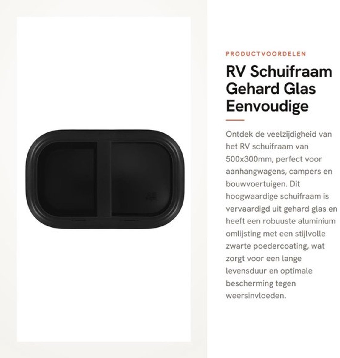 Schuifraam 500x300mm - Gehard Glas - Aluminium met Poedercoating - Voor Campers/Bouwvoertuigen - Eenvoudige Installatie - Robuuste Structuur - Raam