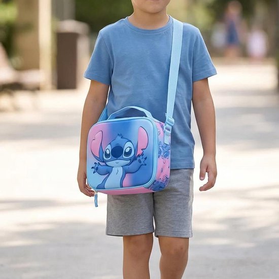 Disney Stitch Lunchtas – Geïsoleerde Koeltas voor Kinderen – Met Schouderband en Handvat – Roze/Blauw – 23,5 x 22,5 x 5 cm van CERDÁ LIFE'S LITTLE MOMENTS — afbeelding 3