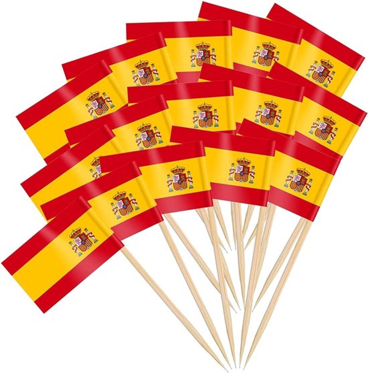 100 Stuks Cocktail Vlaggen Spanje - Mini Voedsel Labels, Prikkers voor Sandwiches, Fruit en Cupcakes
