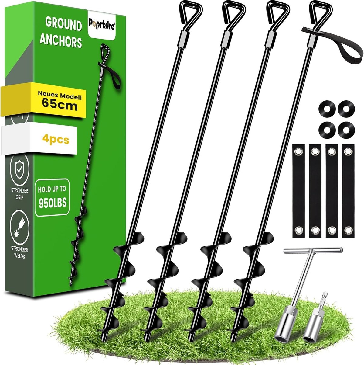 Grondankers - 65 cm - Set van 4 Premium Grondankers voor Bevestiging van Zware Voorwerpen