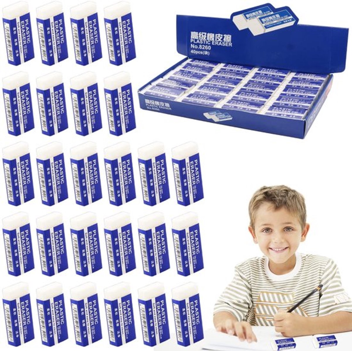 Witte Gummetjes - 40 Stuks - Perfect voor School - Duurzaam en Lichtgewicht - Geschikt voor Tekeningen - Rubber