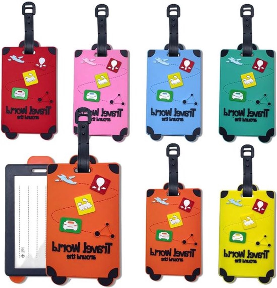 Kleurige Silikon Bagagelabels - 6 Stuks, Waterdichte Reisaccessoires voor Koffers, Handtassen en Rugzakken met Naam, Adres en Telefoonnummer om Verlies te Voorkomen