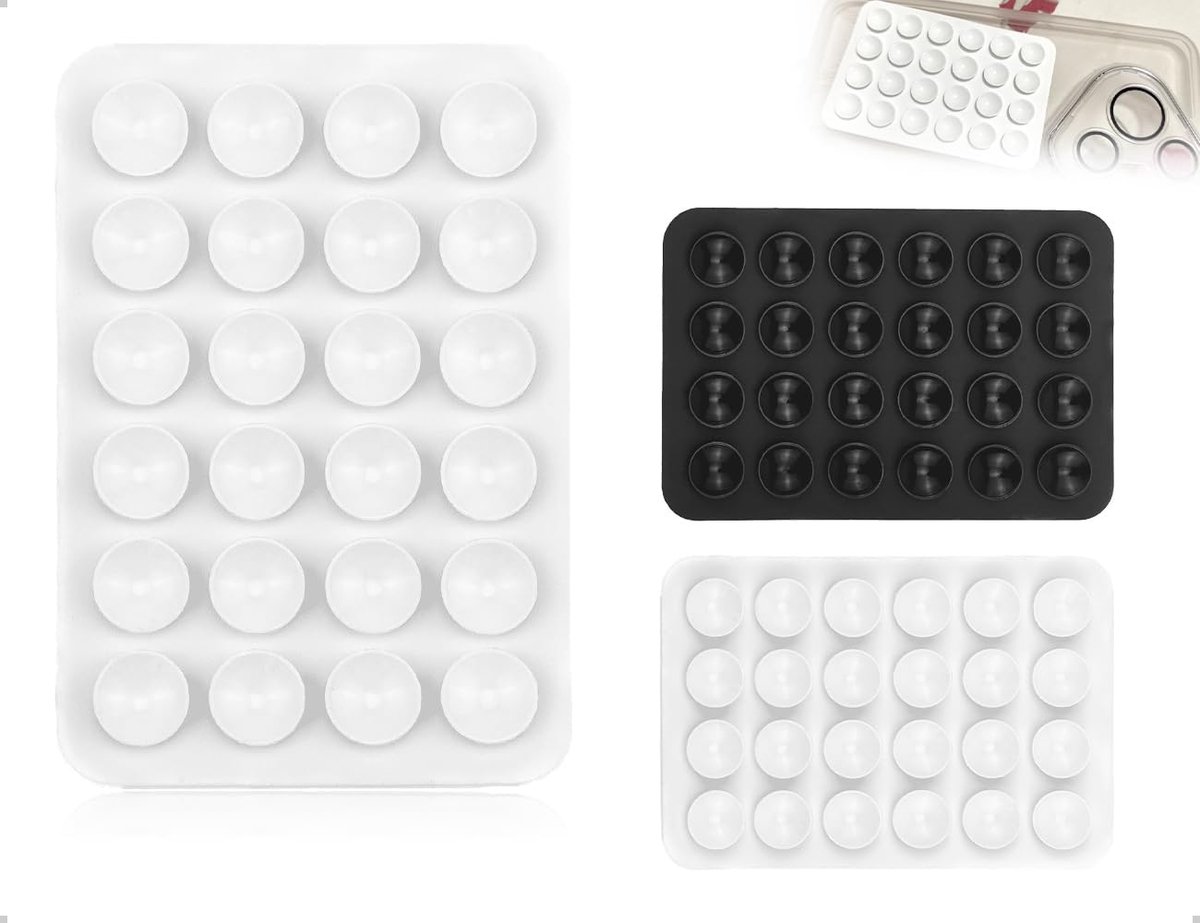 Suction Cups voor telefoon - 8 x 5,5 cm - wit en zwart - sterke hechting voor gladde oppervlakken - ShopVlot