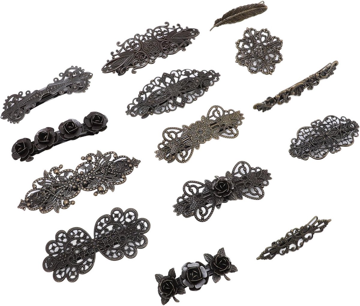 SnelShoppen - Vintage Elegante Bronzen Bloem Haarspeldjes voor Bruiloften Feesten Fotoprops - Lichtgewicht, Goudgeplateerd, Grote Hoeveelheid, Comfort