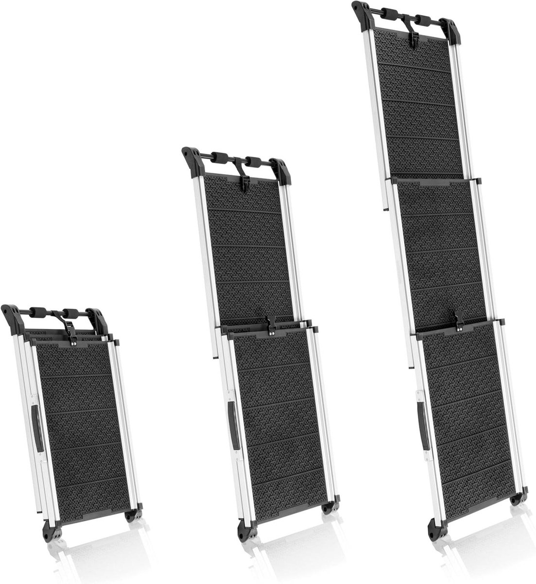 Hondenloopplank Auto - Hondentrap Uitschuifbaar - Veilig Instappen - Reflecterende Zijkanten - 90kg Capaciteit - Zwart