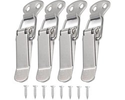 4 x Box Clasps - Kleine Snap Clasp - RVS Zilver met Schroeven voor Kisten - Gereedschapskisten - Lades - Kastdeuren