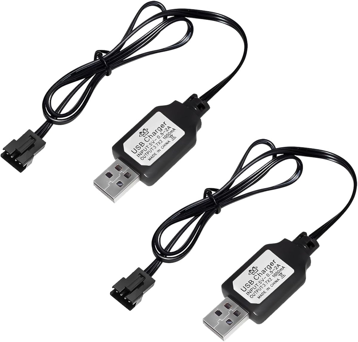 Oplaadbare USB-lader voor RC-auto's, drones en boten - 2 stuks, 7.4V, snel en draagbaar met SM-4P plug