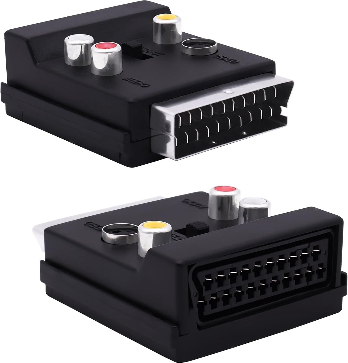SnelShoppen - SCART Plug naar 3 RCA RGB S-Video Adapter - Switchable SCART Adapter met SVideo en 3 RCA - Composite Video Links + Rechts Stereo/Mono Au