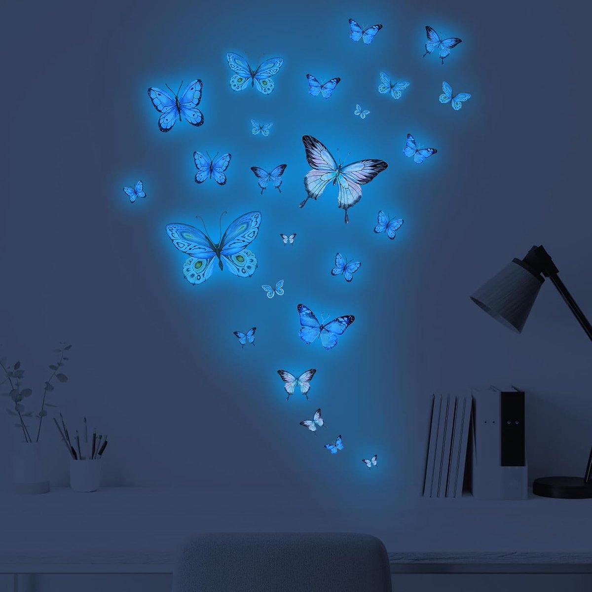 SnelShoppen - Set van 25 Lichtgevende Vlinder Wandstickers voor Kinderen - Decoratieve Muurstickers voor Kinderkamer, Slaapkamer, Speelkamer - Donker