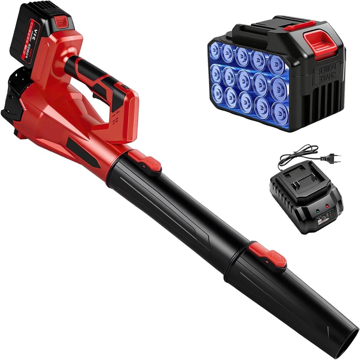Accu Bladblazer - Turbo Blower - Tuinonderhoud - 6 Snelheden - 61 m³/u - Rood