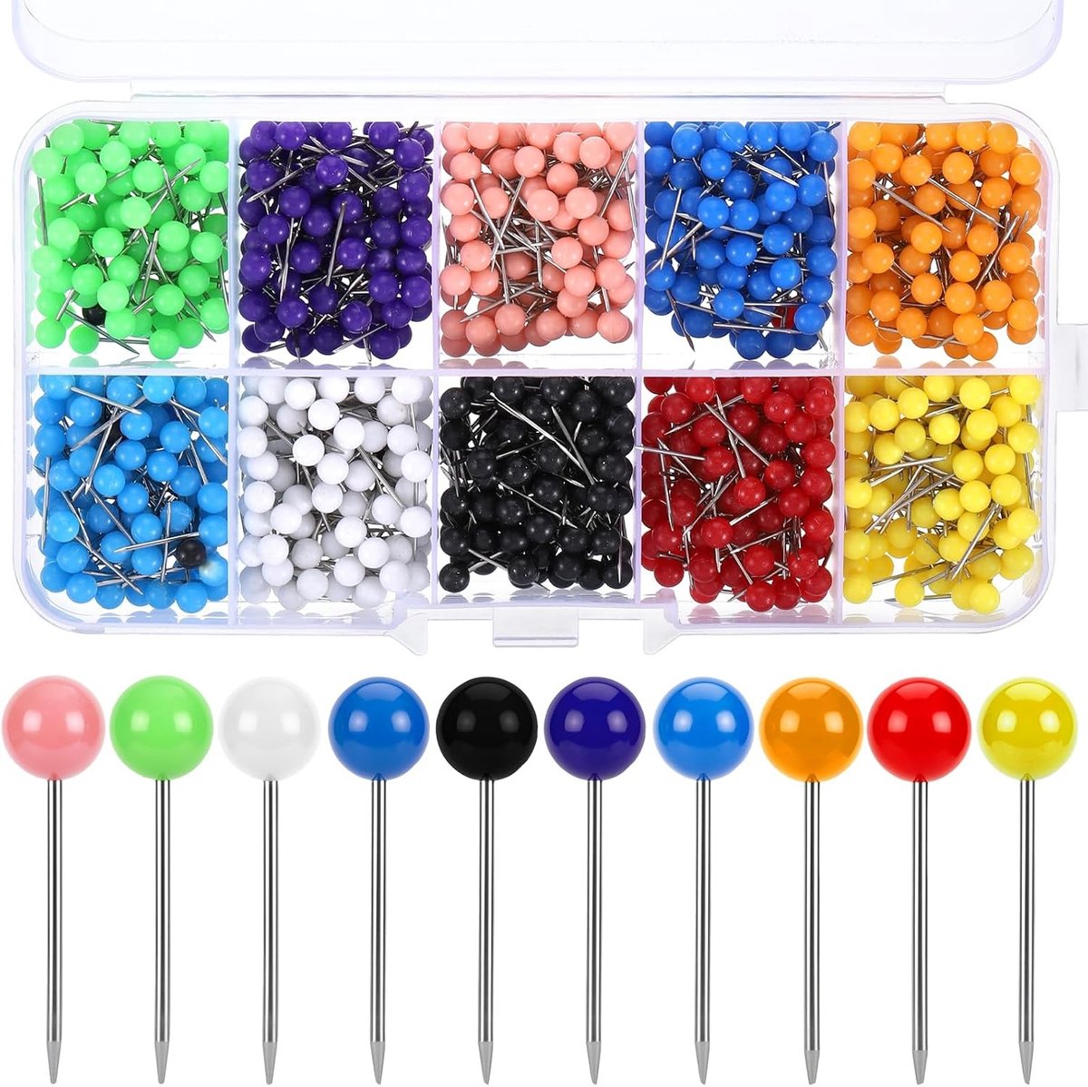Kaartpushpins - Multi-kleur - 1,2 cm - Kunststof en Roestvrij Staal - Voor Notitieborden en Decoratie