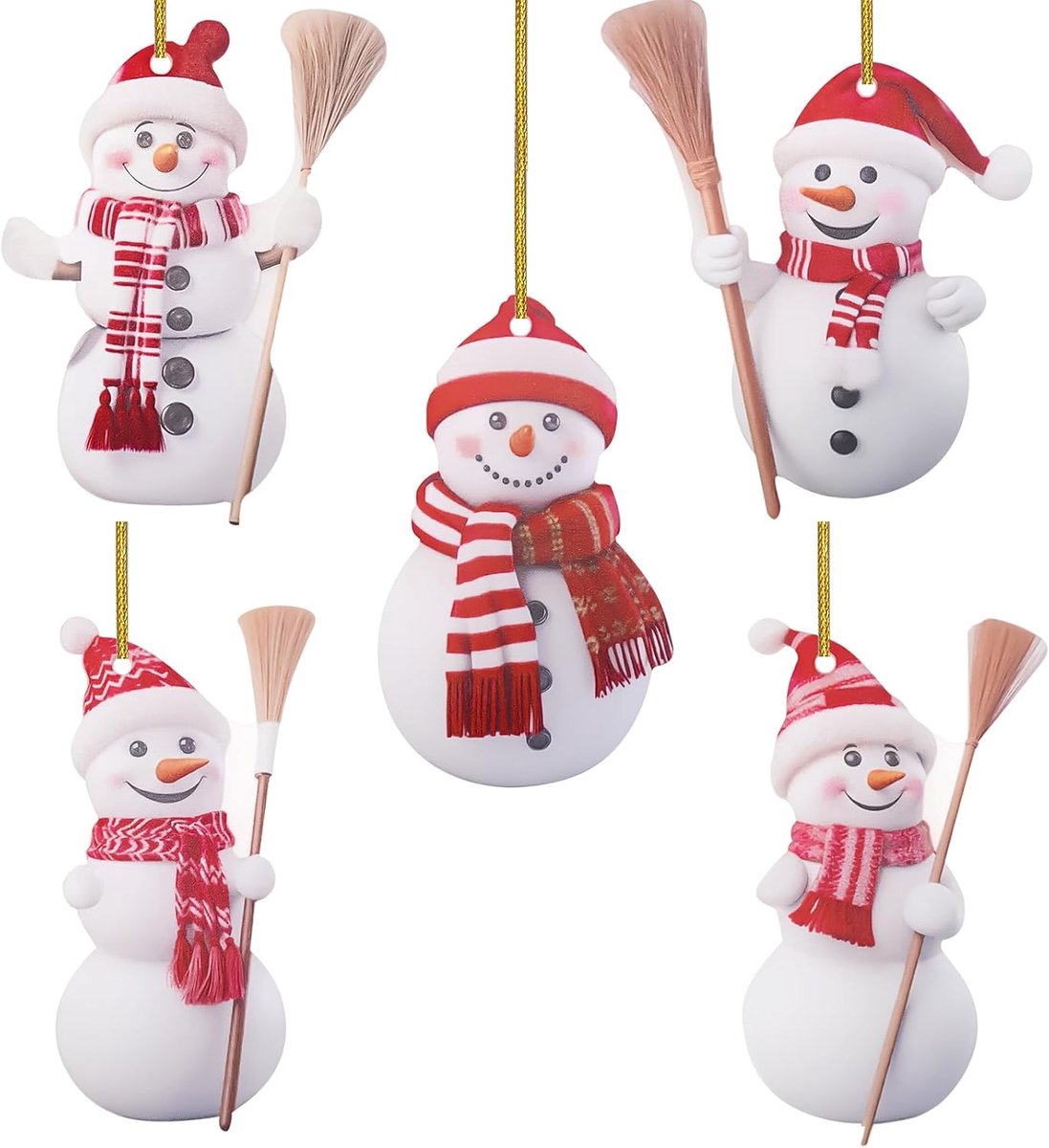 SnelShoppen - 5PCS Kleine 2D Acryl Kerstman Ornament Mini Ideeën Kerstboom Decoratie Kit met Touw voor Santa Knutsel Cadeau Tuin Huis Raam Wand Krans
