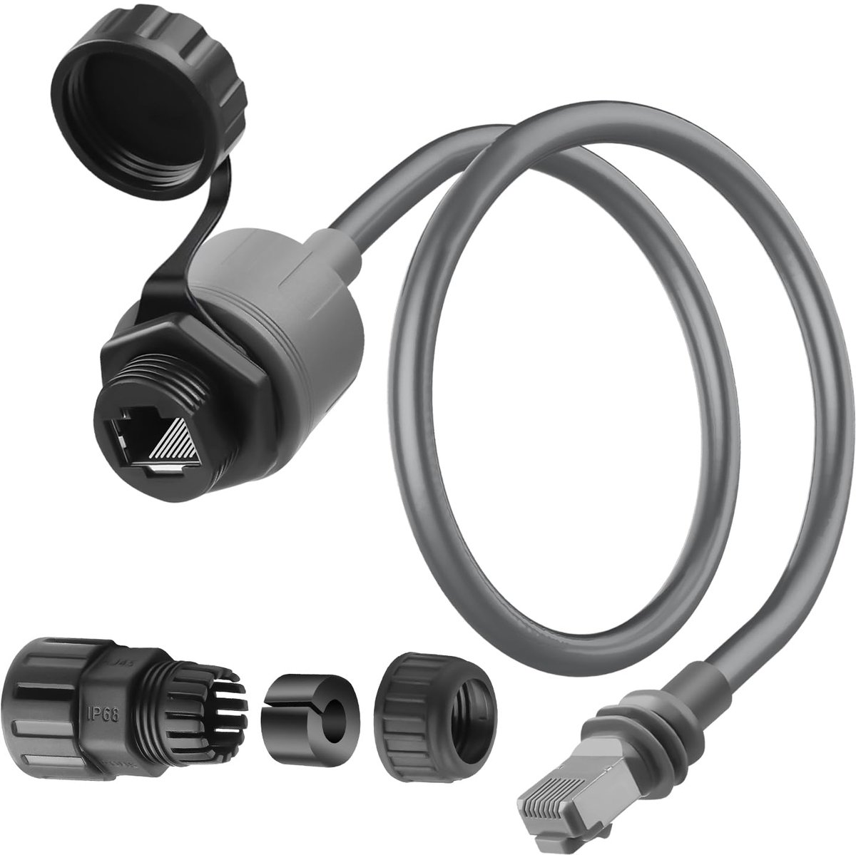 SnelShoppen - Ethernet Adapter Waterdichte Bevestigingskabel voor Starlink Gen 3/Mini, RJ45 Netwerk Converter Cat6a 1000Mbps, 0.5m, Buiten en Binnen