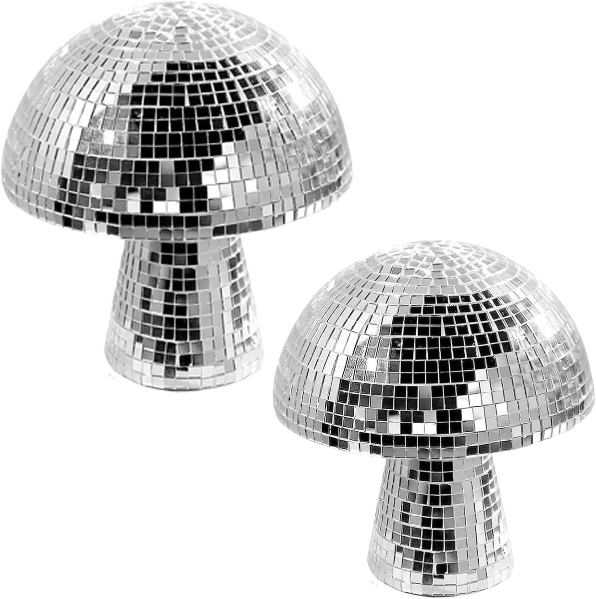 Disco paddenstoelen 2Pcs - Grote spiegel paddenstoelen - Zilver - Perfect voor sfeervolle decoratie - ShopVlot