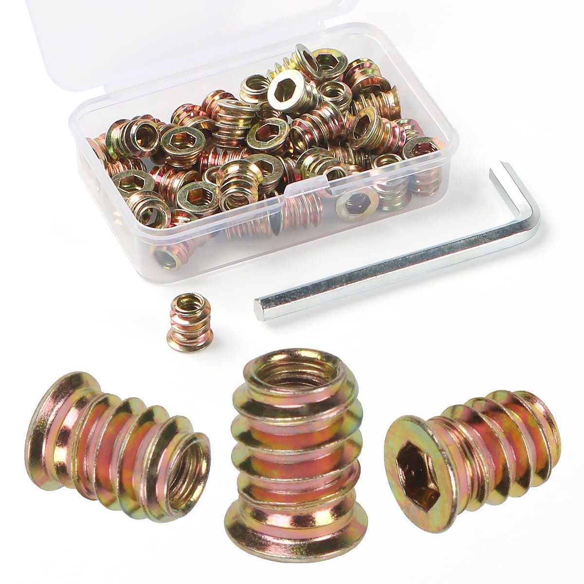 SnelShoppen - M6 x 10 Schroef-in Moeren, 40 Stuks Schroef-in Sockets, Gegalvaniseerde Draad Inserts, Stalen Schroefhuls, Harde Draadmoeren voor Hout e