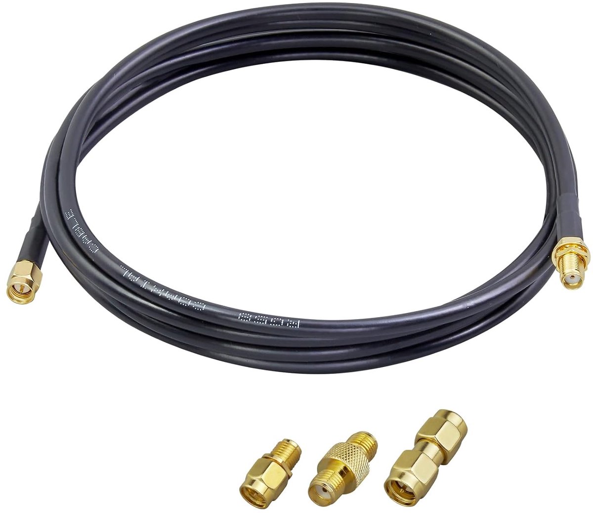SnelShoppen - SMA Bus naar SMA Plug Coaxiale Kabel 2m met 3 SMA Adapters, Geschikt voor LNA, RTL-SDR, ADS-B, Amateur Radio en Testapparatuur
