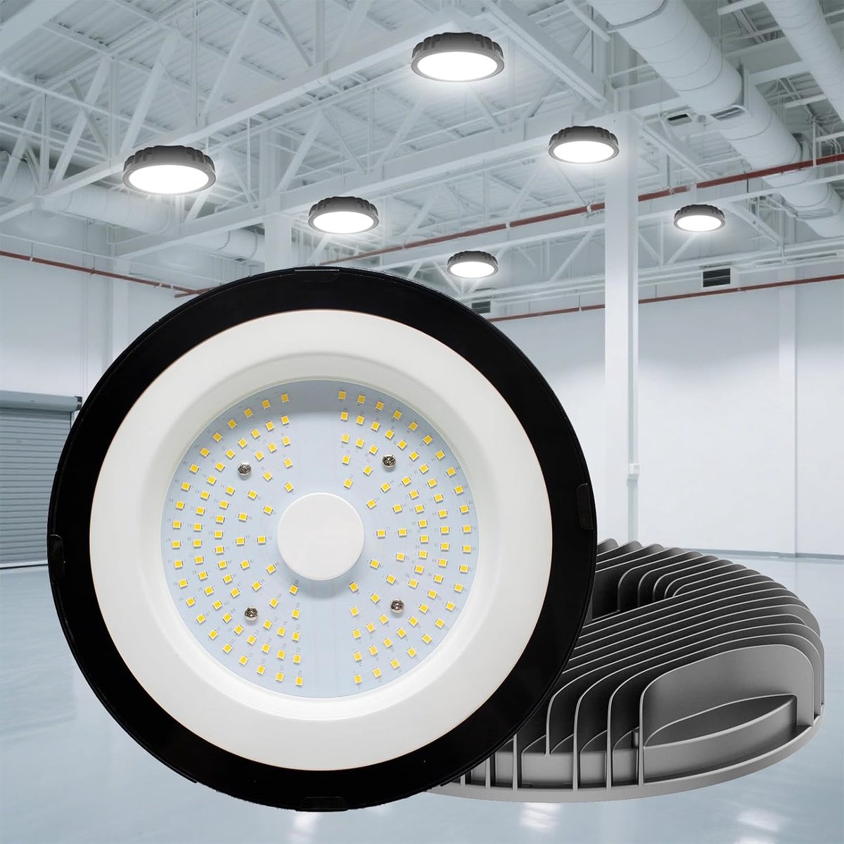 SnelShoppen - Led Halfspot 150W 5000K Koud Wit 18000LM IP65 Waterdichte Industriële Lamp UFO High Bay Licht Voor Werkplaatsen Fabrieken Garages Magazi