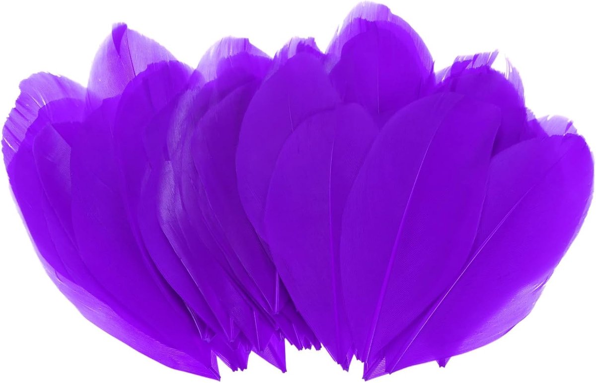 SnelShoppen - 50 Stuks Donker Paarse Veertjes voor Creatief Gebruik, Natuurlijke Gansveren 4-8 cm Fluffy Pluimen voor Bruiloft Decoraties, Droomvanger