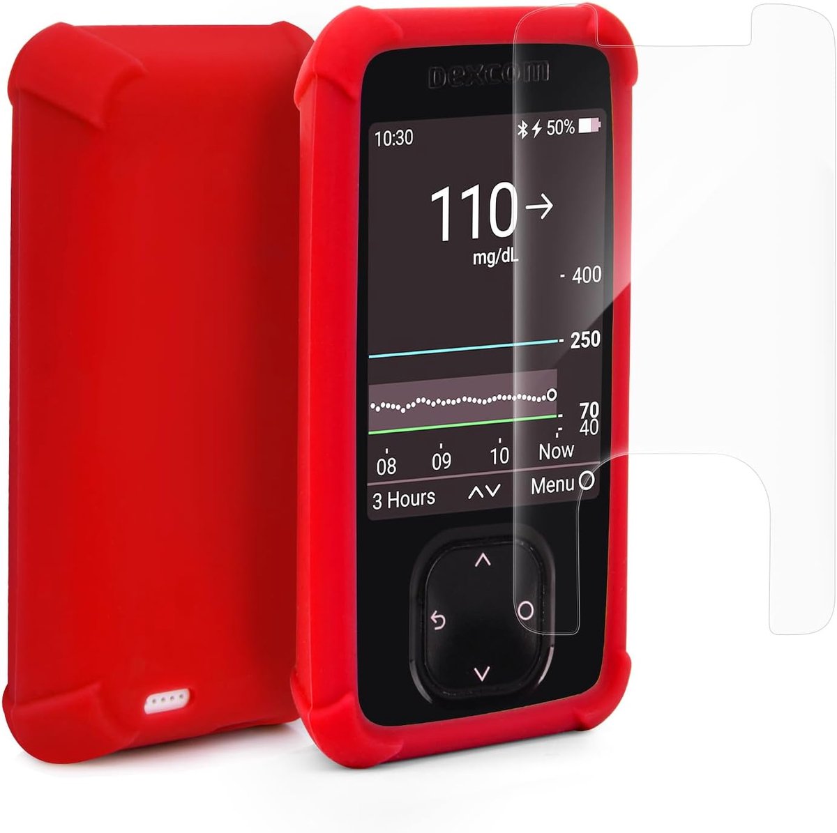 SnelShoppen - Screen Protector voor Dex G7 Ontvanger met Siliconen Hoes, Rood - Schokbestendig, Krasvrij, Perfect voor Dagelijks Gebruik