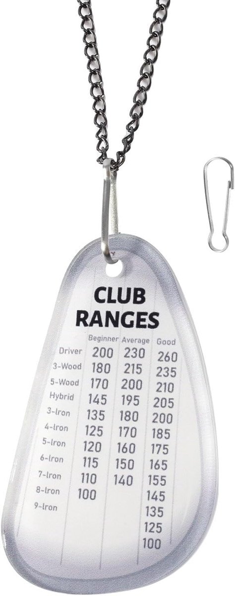 SnelShoppen - Golf Club Range Kaart, Acryl Golf Afstand Kaart met Ketting en Buckles, Waterdichte Golf Yardage Kaart, Handige Golf Club Tas Accessoire