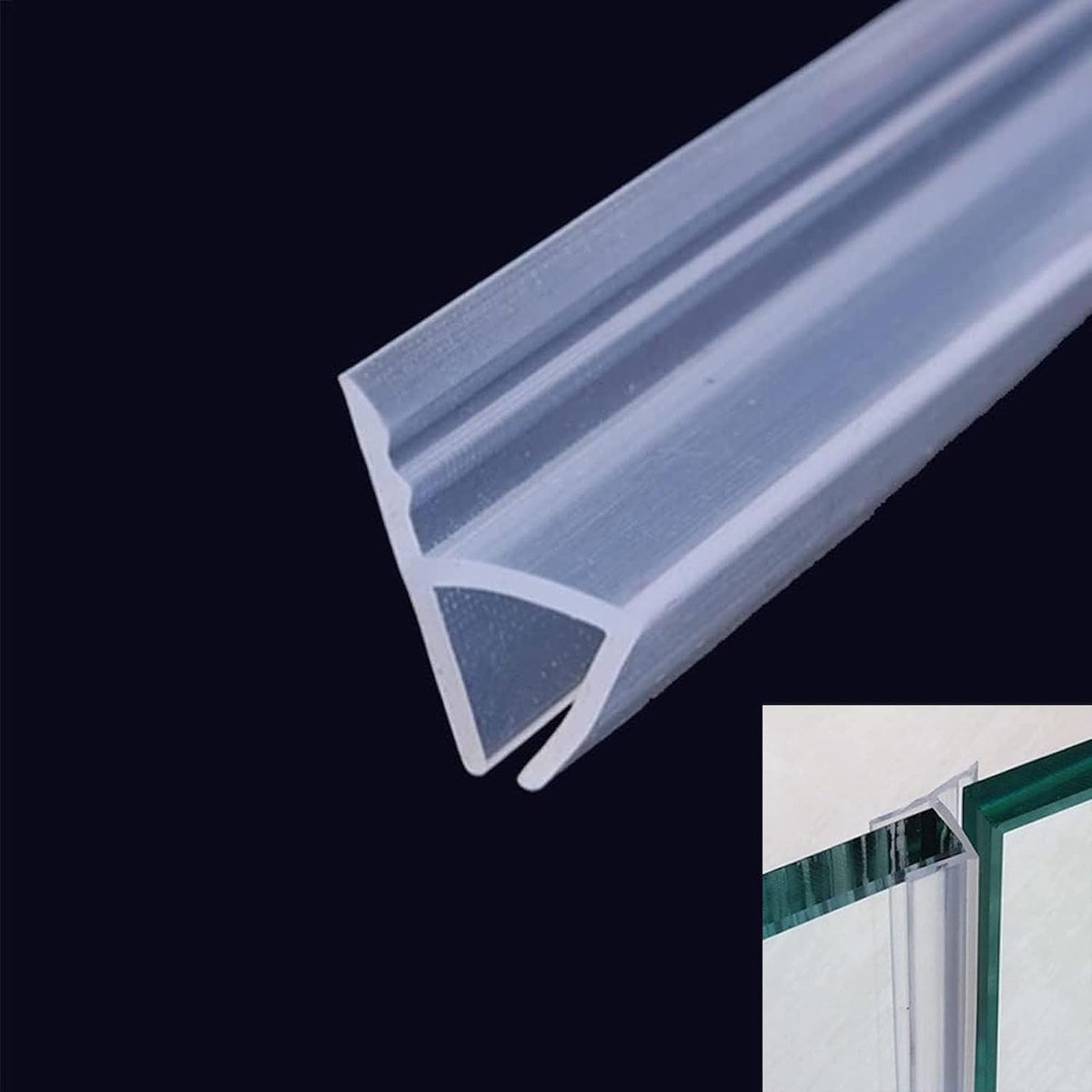 SnelShoppen - Douchedeurafdichting voor Glazen Deuren, 2 m, H-vormige Siliconen Seal voor 8 mm Dikke Glas, Waterdicht, Geluidsdicht, Geschikt voor Fra