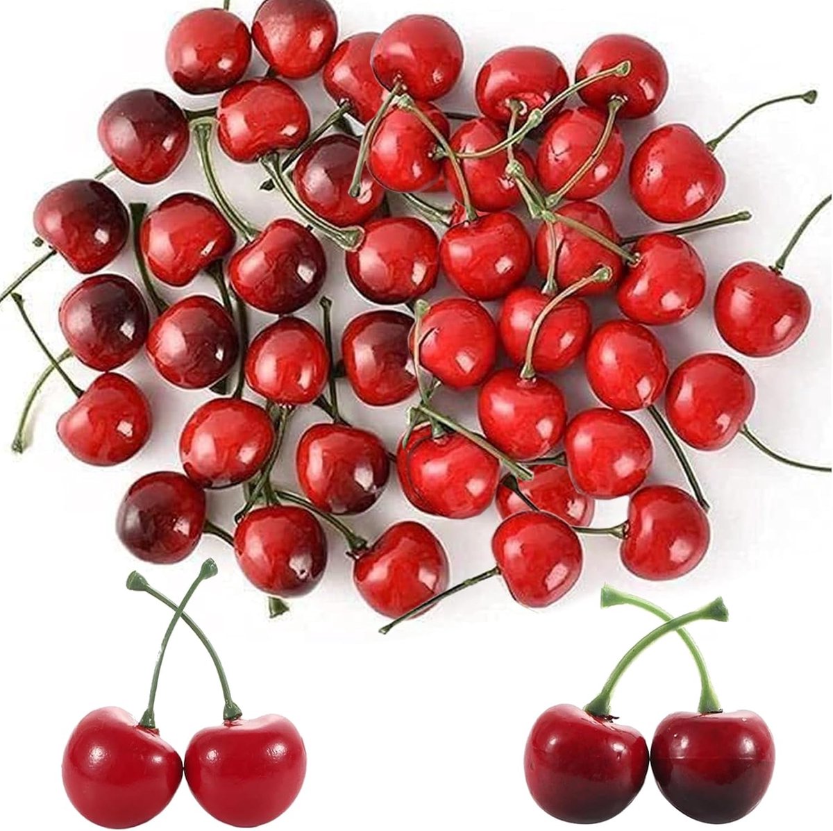 Decoratieve kersen 40 stuks - Realistische kunstfruit - Hoogwaardige foam - Perfect voor thuisdecoratie - ShopVlot