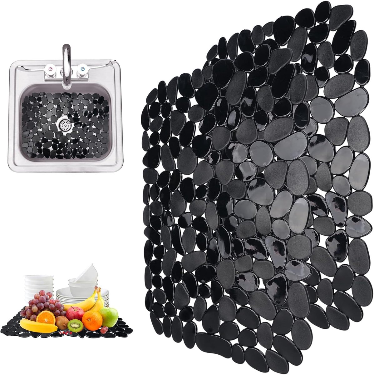Afvoer Mat Set van 2 - 40 x 30 cm - PVC - Bescherming voor afwas - Verhoogt de veiligheid in de keuken - SnelShoppen