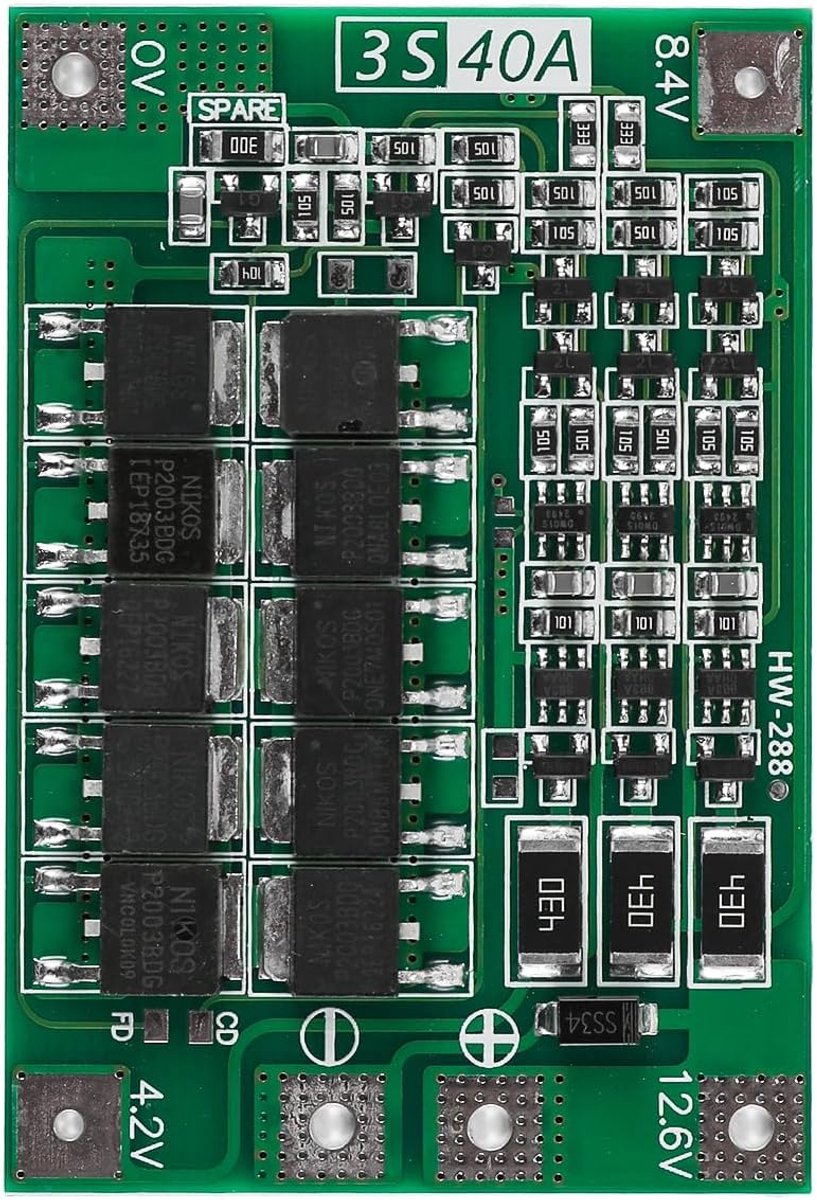 SnelShoppen - 4 Stuks 18650 Batterij Beschermingsbord 3S 40A Oplaadmodule 12.6V met Nikkelstrip Balansopladen