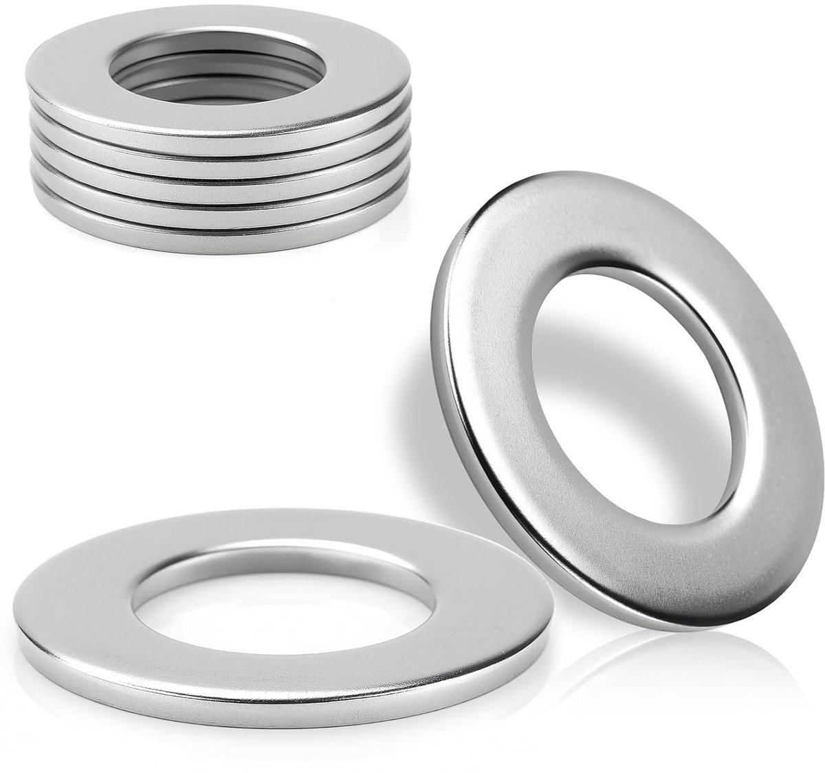 SnelShoppen - 7-delige M27 platte ringen DIN125 roestvrij staal 304 metalen ringen voor schroeven, moeren en schroefdraadstangen - Corrosiebestendig e