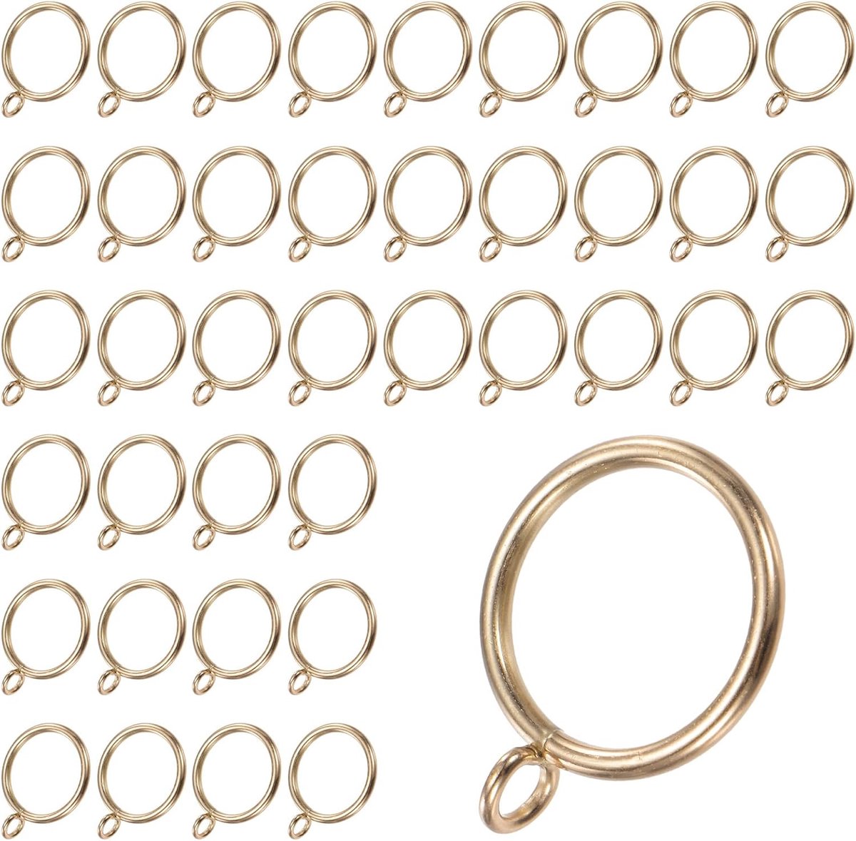SnelShoppen - Set van 40 Gouden Gordijnringen met Oogjes, Roestvrij Stalen Ringen voor Gordijnstangen, 32mm Binnenmaat, Ideaal voor Woonkamers, Slaapk