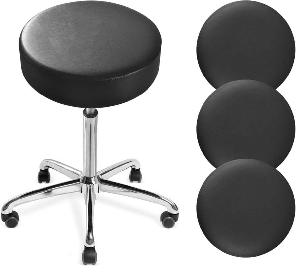SnelShoppen - 4 Stuks Ronde Stoel Covers, Waterdichte PU Stoelbekleding met Elastische Band voor Barstoelen met Diameter 11-14 Inch, Ideaal voor Feest