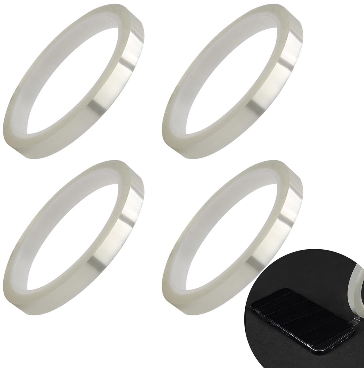 SnelShoppen - 4 Rollen 10mm x 33m Hittebestendige Plakband Transparante Tape voor Hittepers, Krampsbanden, Hoge Temperatuur Weerstand