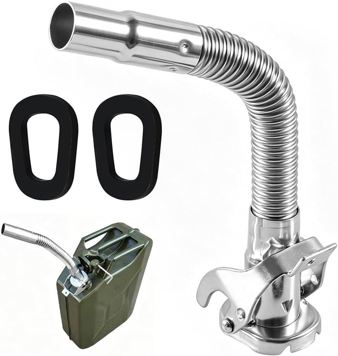 Schenktuit voor Jerrycan - Zilver - 30 cm - Roestvrijstalen Flexibele Schenktuit - Voor 5/10/20 L Brandstofjerrycans