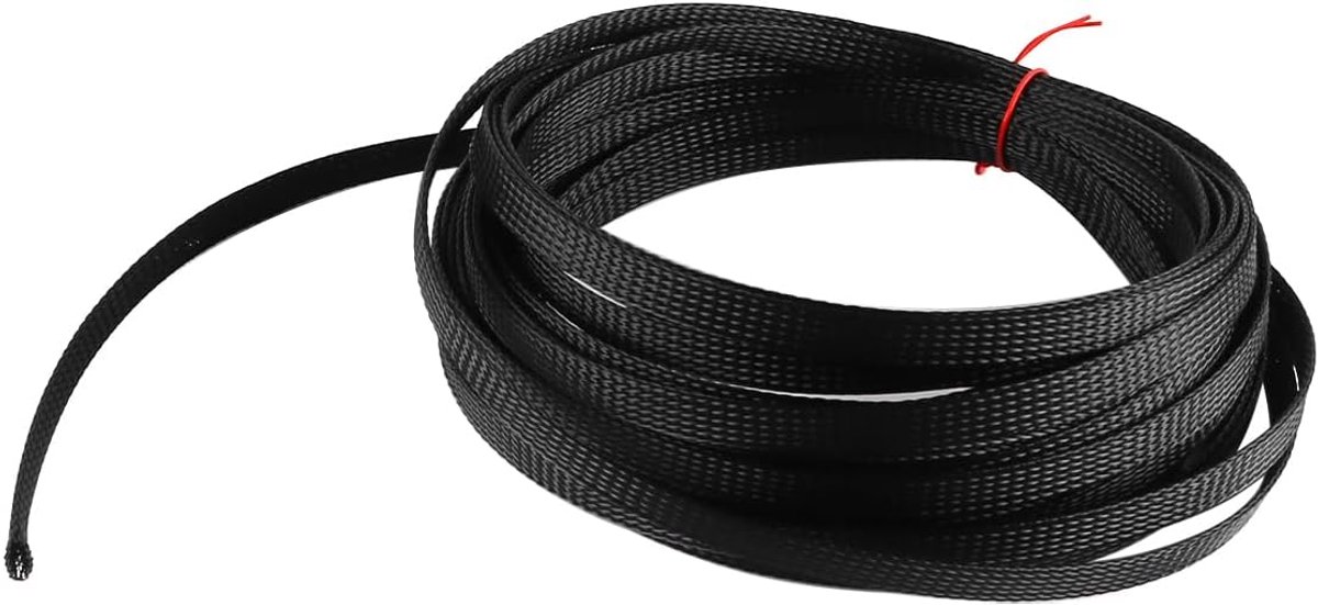 SnelShoppen - Vlamvertragende Nylon Gevlochten Mofbuis PET Gecodeerd Telescopische Gevlochten Buis Kabel Flexibele Isolatie Beschermslang 10mm x 10m