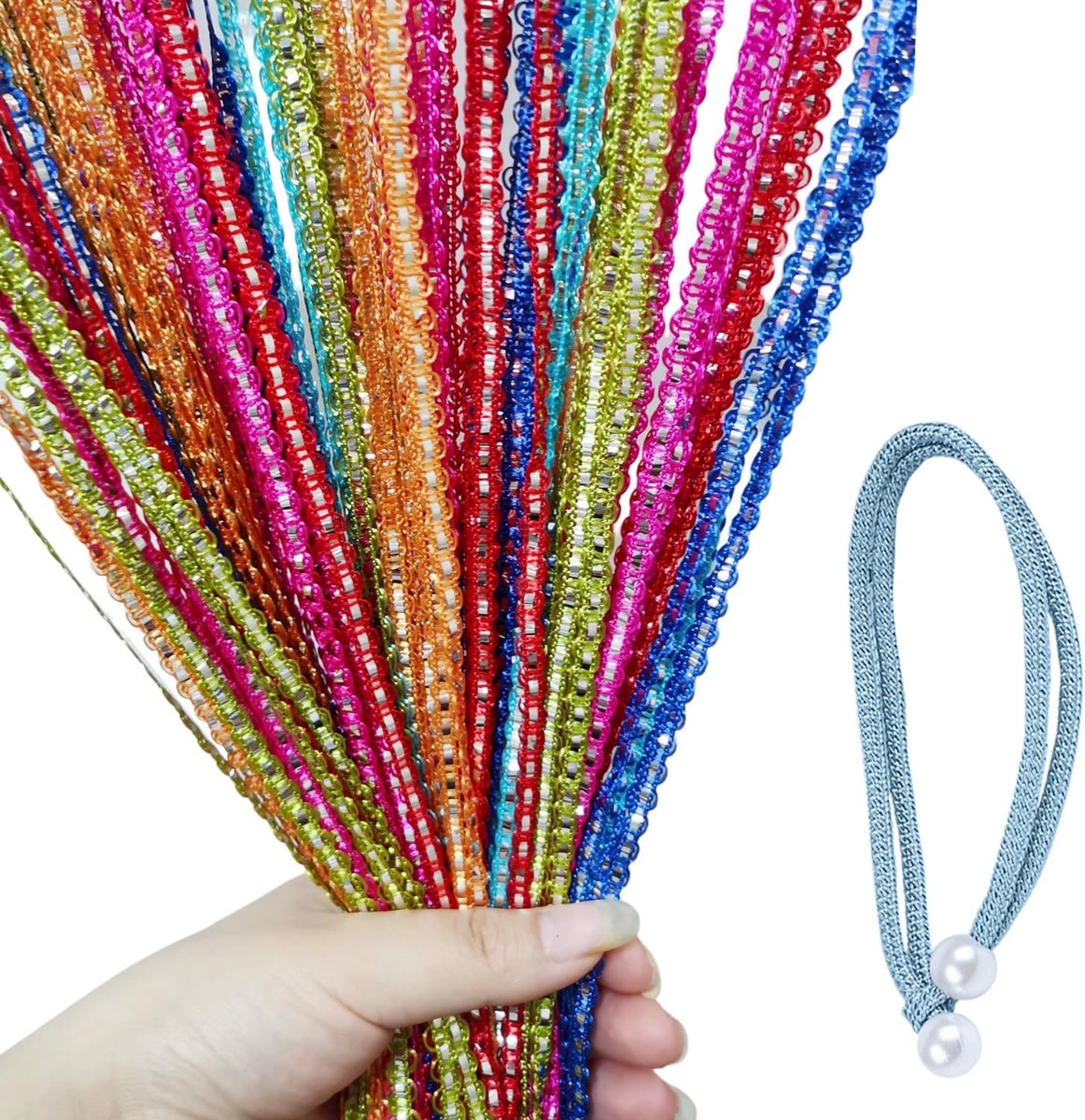 SnelShoppen - 1 stuk deur gordijn touw, 1 stuk gordijn riem, muggennet, parel gordijn voor deur, touw gordijn voor deur, muggennet met deur ketting 10