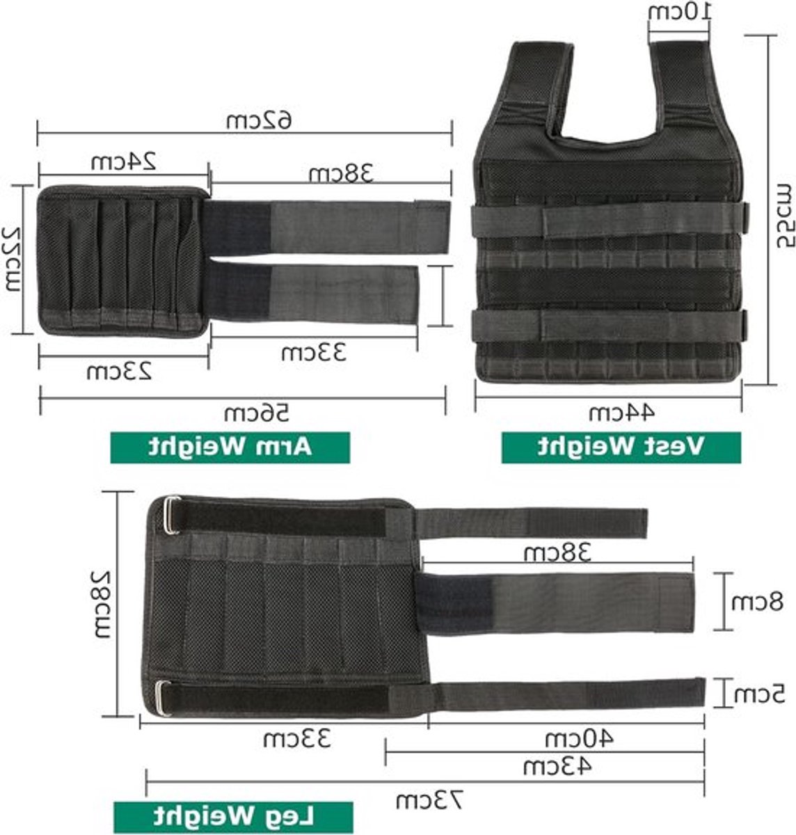 Verstelbaar Trainingsvest van 35 kg met 6 kg Beengewichten en 5 kg Armgewichten, 32 Opbergvakken, Ademend Mesh, Schokabsorberende Schouderbanden voor Optimaal Comfort en Duurzaamheid