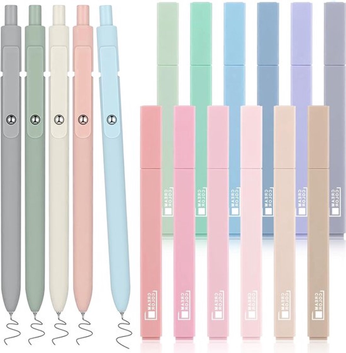 Set van 17 Pastel Highlighters en Fineliner Pennen voor Bijbel, Notities en Schoolbenodigdheden